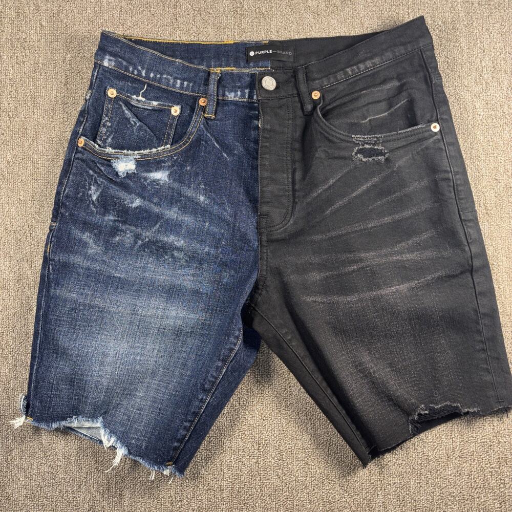 Purple Brand Half Denim Shorts Jorts Size 31x9 Button Fly